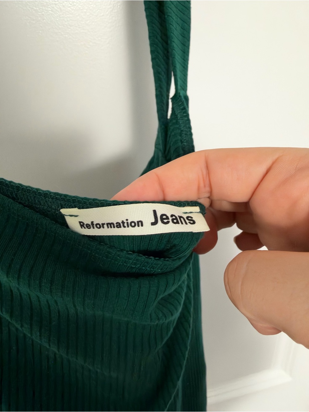 Reformation Deep Green Ribbed Tank Top - Picture 2 of 3